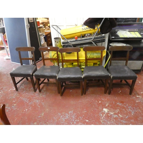 1228 - A set of five antique Irish vernacular dining room chairs