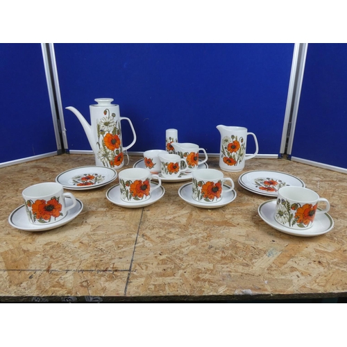 1331 - A stunning J & G Meakin pottery coffee set including cake plate.