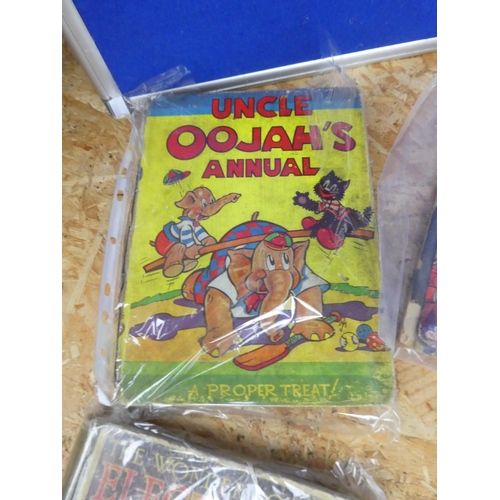 1343 - A box of vintage children's annuals to include Uncle Oojah's, Scramble and more.