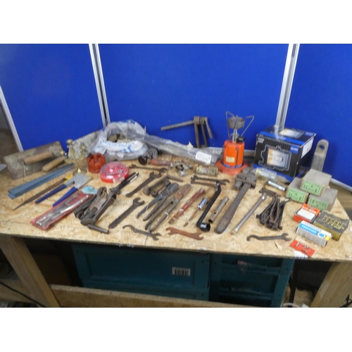 1358 - A large box lot of tools, wrenches and more.