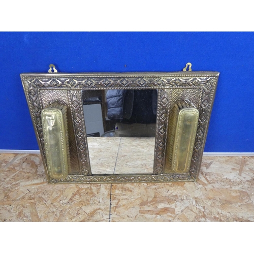 1361 - A vintage hall mirror with two brushes.