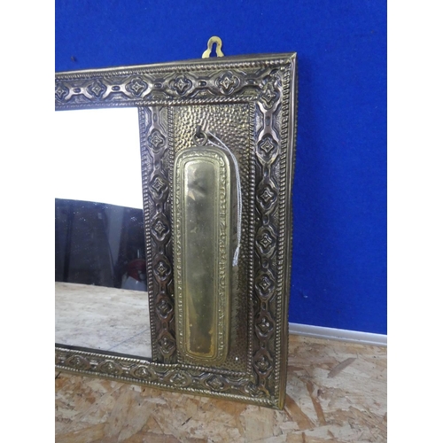 1361 - A vintage hall mirror with two brushes.