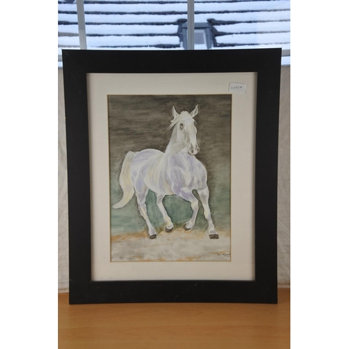 83 - A framed watercolour of a horse by Mary McIntosh. Approx 49x39cm.