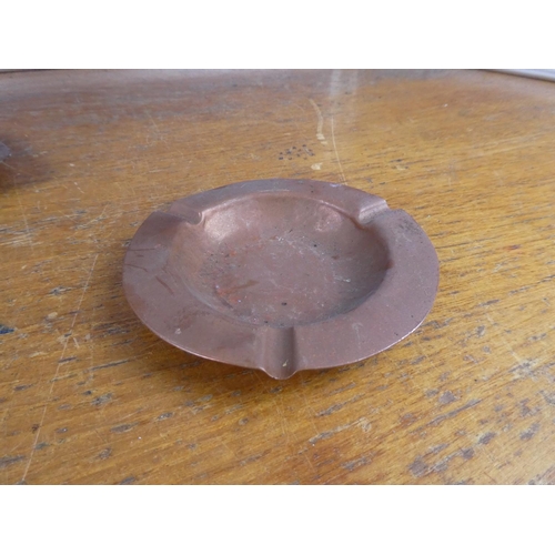 145 - A vintage copper ashtray and dish.