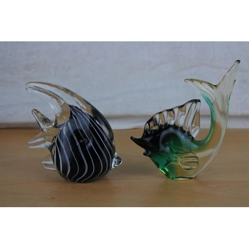 408 - Two vintage glass fish ornaments.