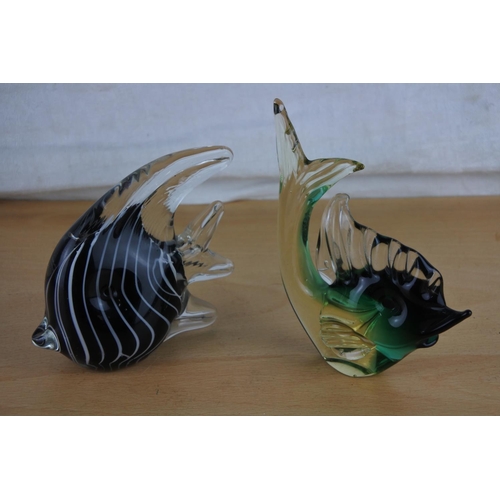 408 - Two vintage glass fish ornaments.