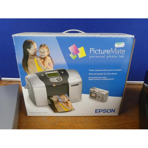 533 - A Goodman DVD player and a Epson printer and a boxed Epson picture mate.