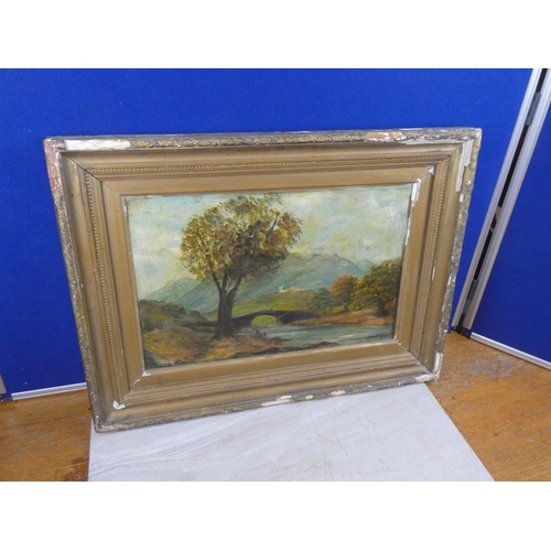 51 - A framed antique oil painting. Approx 46x61cm