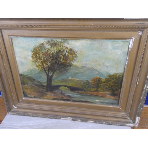51 - A framed antique oil painting. Approx 46x61cm