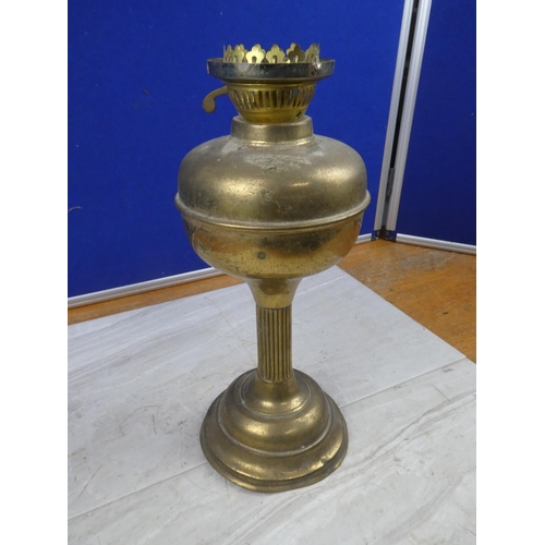 53 - A brass converted oil lamp base. Approx 35cm tall.