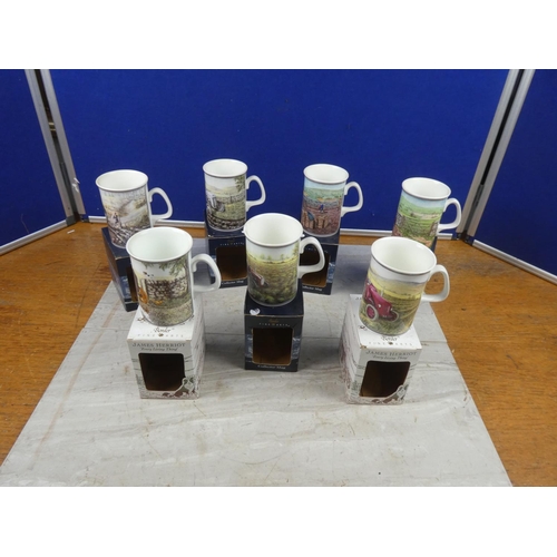 6 - A collection of 5 boxed Border Fine Art mugs & 2 others.