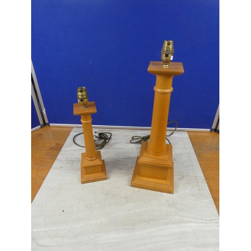 593 - A similar pair of corinthian pillar table lamp bases, tallest 45cm.