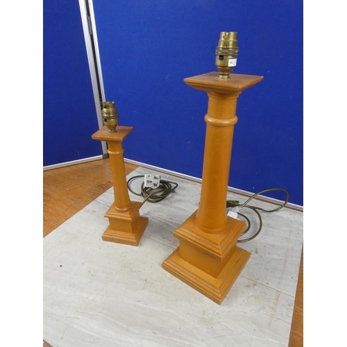 593 - A similar pair of corinthian pillar table lamp bases, tallest 45cm.