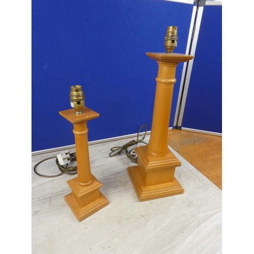 593 - A similar pair of corinthian pillar table lamp bases, tallest 45cm.