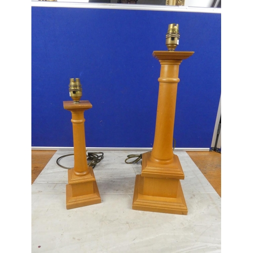 593 - A similar pair of corinthian pillar table lamp bases, tallest 45cm.