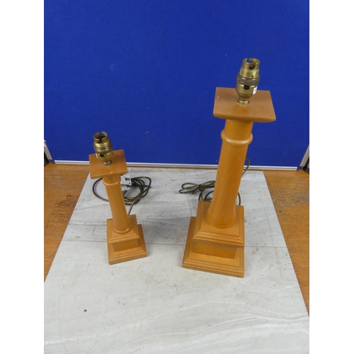 593 - A similar pair of corinthian pillar table lamp bases, tallest 45cm.