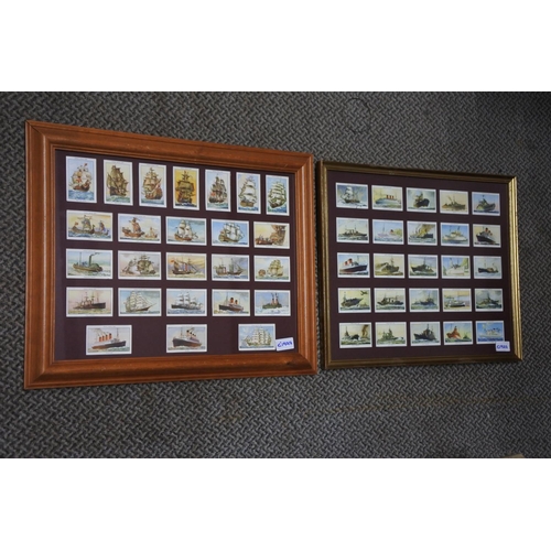 647 - Two framed sets of vintage cigarette cards of sailing ships. Largest Approx 53x44cm.