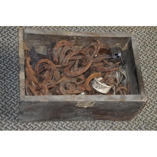 666 - A lot of small antique horse shoes and more.