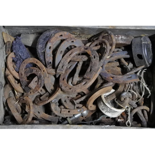 666 - A lot of small antique horse shoes and more.