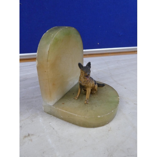 115 - A vintage marble 'dog' bookend.