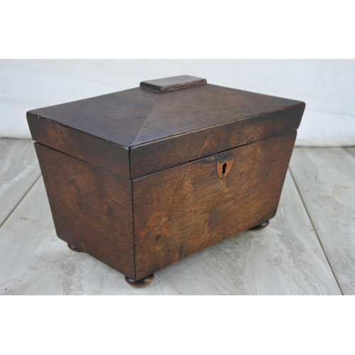 74 - A stunning antique oak tea caddy.