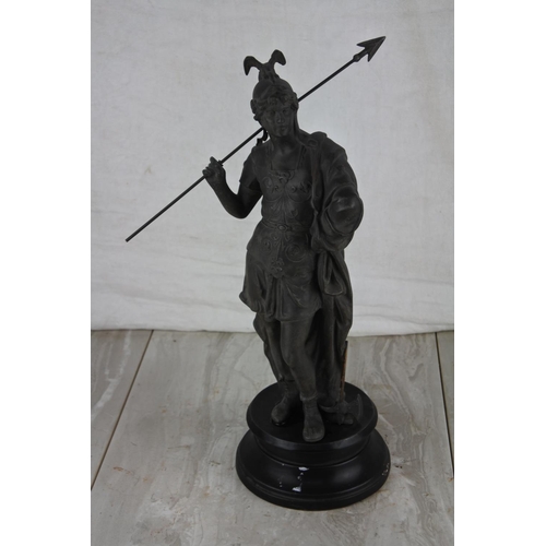 76 - An antique spelter military figure. Approx 36cm.