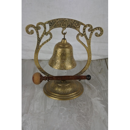 90 - A vintage brass gong and stand.