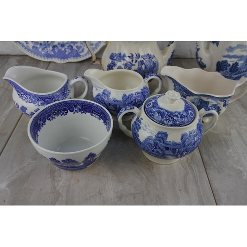 259 - A collection of blue and white ware pottery.