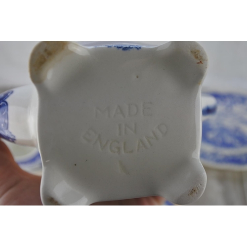 259 - A collection of blue and white ware pottery.