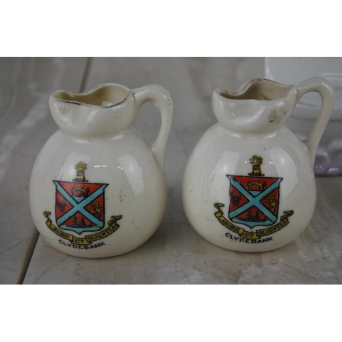 279 - Four Goss crested pottery pots and another of a ship.
