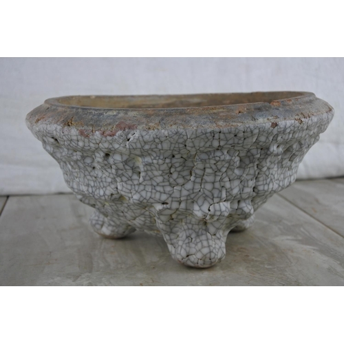 295 - A vintage ceramic planter with crackle glaze.