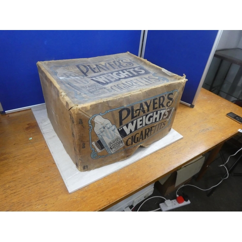 600 - A large vintage Players Cigarettes card box. Approx 42x50x29CM.