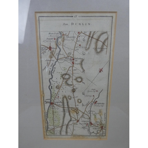 602 - A framed hand coloured antique Taylor & Skinner map of Dublin and a map of Coleraine on the reserve,... 