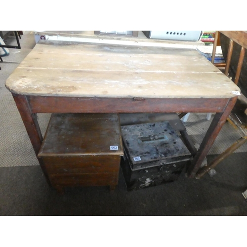 667 - An antique Irish pine kitchen table.