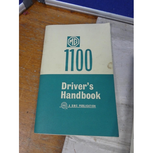 696 - A lot of vintage car hand books and more to include 1300 - 1100 MKII, MG 1100.