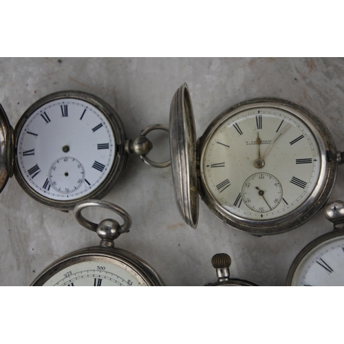 187 - Five sterling silver pocket watches to include Longines all for repair/parts.