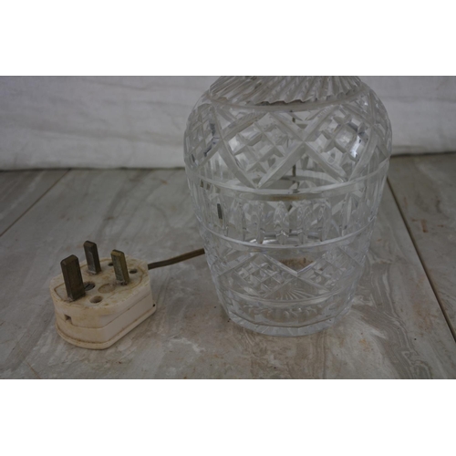 250 - A crystal based table lamp and shade. Approx 43cm.