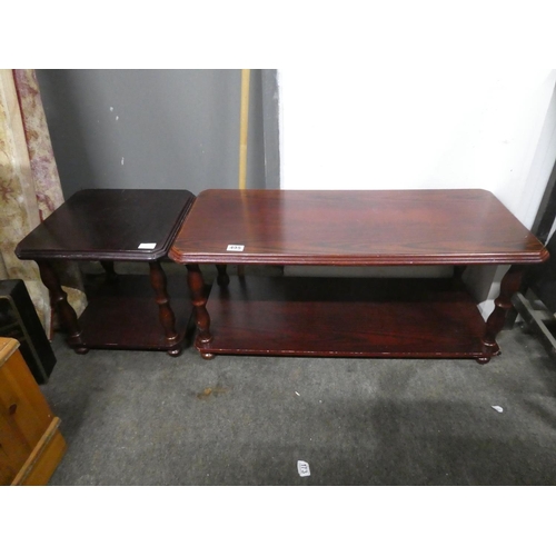 495 - A wooden coffee table and another occasional table, Approx 89x40x39CM.