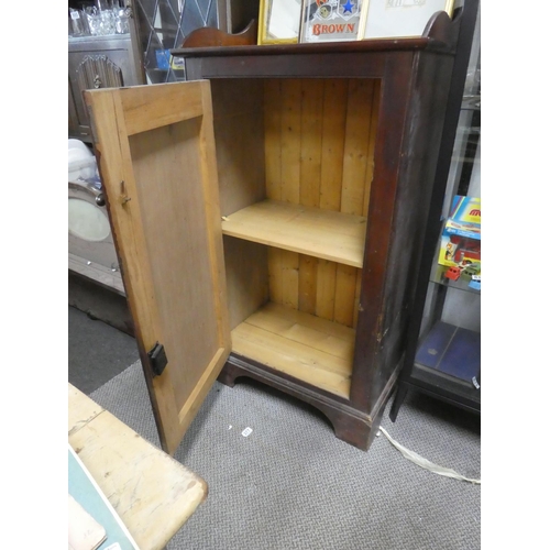 609 - A stunning Irish pine storage cupboard with gallery back. Approx 74x135x46CM.