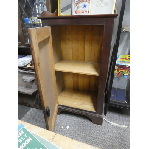 609 - A stunning Irish pine storage cupboard with gallery back. Approx 74x135x46CM.