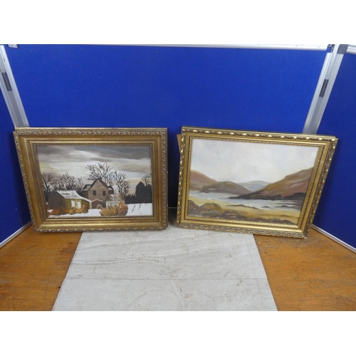 1035 - Two vintage paintings in decorative gilt frames.