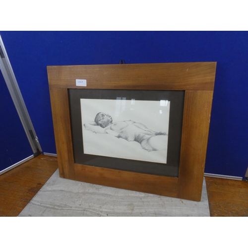 1040 - A stunning framed pencil drawing of a nude, by artist Frank Nelson.