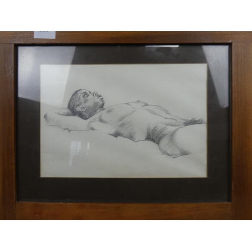 1040 - A stunning framed pencil drawing of a nude, by artist Frank Nelson.