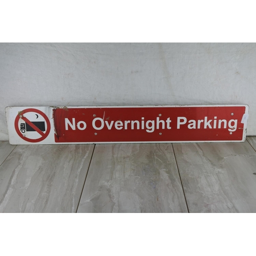59 - A 'No Overnight Parking' road sign  Approx 92x15cm.