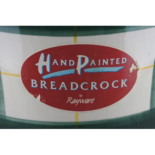 75 - A Rayware ceramic hand painted breadcrock.