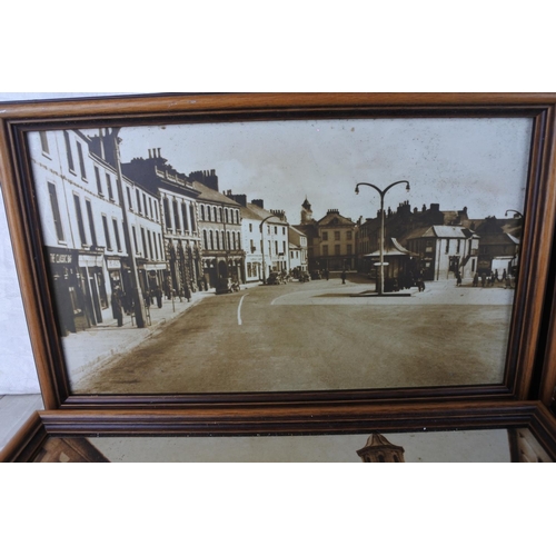 84 - Six framed antique style pictures of street scenes in Northern Ireland.  Approx 39x24cm.