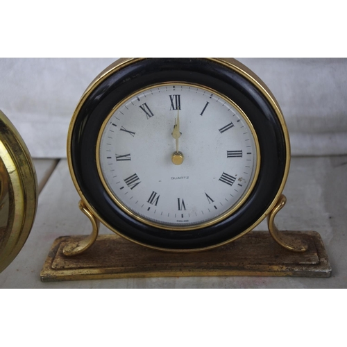 97 - A stunning vintage Fortuna mantle clock with tapestry detail and three others.