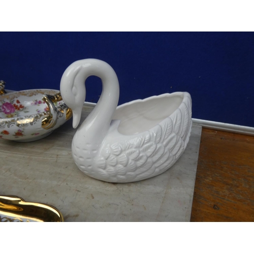 102 - A stunning Casa Bohemia ceramic tray with gilt detail, a swan planter and more.