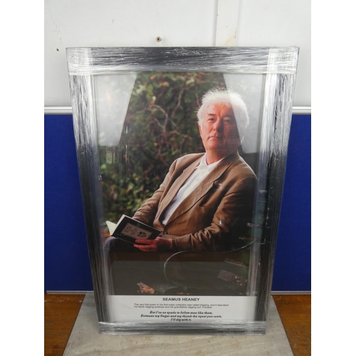 112 - A framed portrait of the poet Seamus Heaney.  Approx 45x72cm.