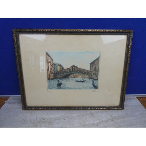 117 - An early framed coloured pencil sketch signed. Approx 40x30cm.